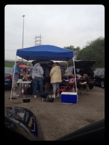 Tailgaters outside my car and in the rain!  Go Brewers!